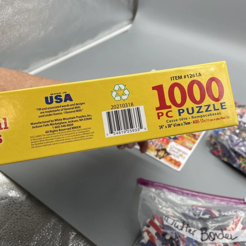 White Mountain Jigsaw 1000 Piece Puzzle G CEREAL BOXES #1261A COMPLETE